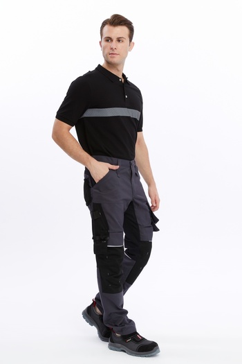 Uniprom San Marino Model 8 - Grey-Black Work Pants, 8 Pockets and Full Lycra
