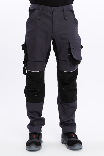 Uniprom San Marino Model 8 - Grey-Black Work Pants, 8 Pockets and Full Lycra