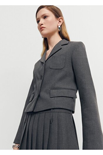 MANGO Woman Pocketed Crop Blazer Jacket