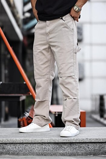 comstar Men's Wide Leg Loose Leg Basic Stone Baggy Fit Trousers