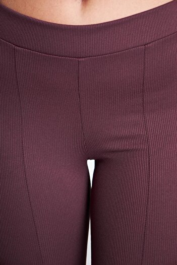 comstar Women's Striped Slit Spanish Leg Coffee Trousers