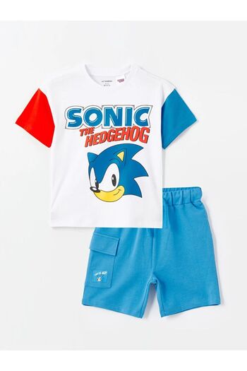 LC Waikiki LCW Crew Neck Short Sleeve Printed Baby Boy T-Shirt and Shorts 2 Pieces Set