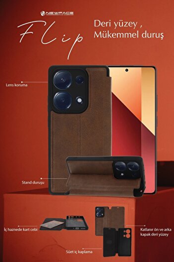 Hatreds Realme 12 Lite Uyumlu İnce Yapılı Kapaklı A++ Kalite Kılıf - Kırmızı