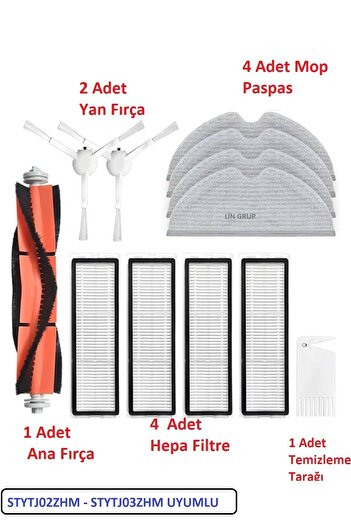 LİN GRUP Xiaomi Mi Robot Mop Pro + Plus (STYTJ02ZHM-STYTJ03ZHM) - Συμβατό σετ βούρτσας και σφουγγαρίστρας
