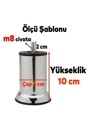 Badem10 M8 Bolt Chrome Metal 10 cm - Cabinet Furniture Sofa Base Seat Sofa Bed Supported Leg