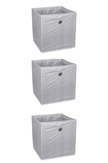 ALAS New Season Std 3-Piece Shelf Organizer Box Set - Nano Technology, Waterproof Grey Classic Fabric (30X30X30Cm)