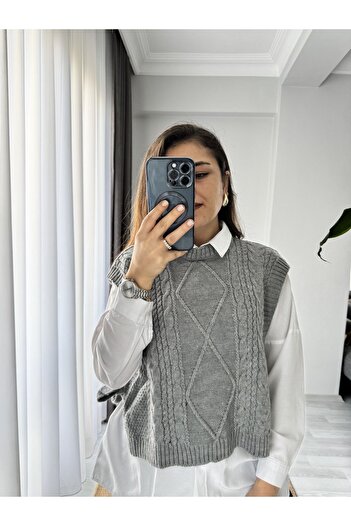 Miss Giz Butik Yandan Bağlamalı Saç Örgü Süveter