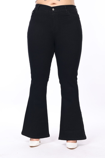 MJORA High Waist Stretch Blue Denim Trousers - SPanish Leg