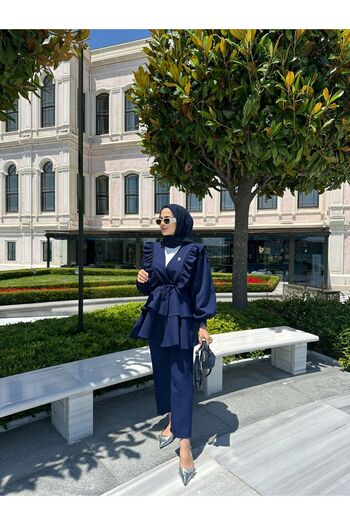 SSDESİNG Navy Blue Roza Διπλό Σετ