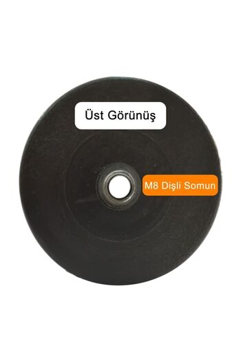 Adem Koç Picior de bază din metal cromat cu piuliță M8 filet fin 10 cm