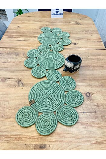 ModaCardin Bohemian Style Daisy Model Runner Tablecloth - Jute and Straw, 40X110 CM Coffee Table Cloth
