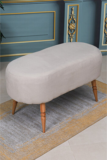 PUFMANYA LUNA MİX KREM LARGE 90 CM DOĞAL GÜRGEN AYAKLI PUF KOLTUK BENCH