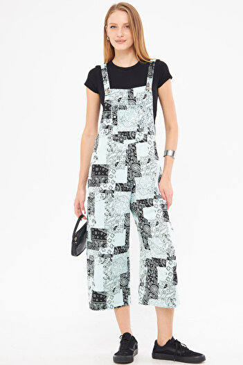 armonika Mint Patterned Women's Gardener Jumpsuit - ARM-24Y 001106