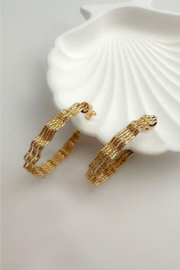 Modex Gold Yellow Solid Brass Curved Hoop Earrings (4cm)