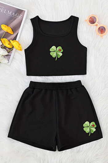 MYADA Special Design - Cotton Printed Crop Shorts Set