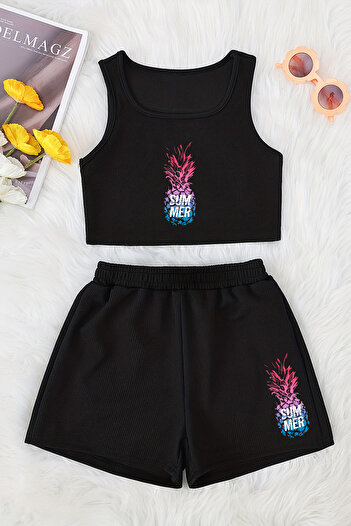 MYADA Special Design - Cotton Printed Crop Shorts Set