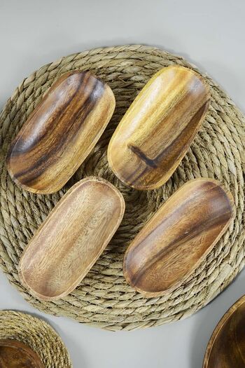 SepetçiBaba Tala - Acacia 4-Piece Oval Bowl