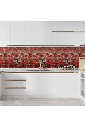 Home Sf 612 Kırmızı Renkli Doğal Taş Tuğla Görünümlü Yapışkanlı Folyo