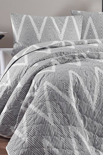 Eponj Home Olivia Gray Quilted Bedspread Set - Double