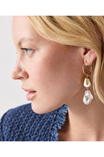 İpekyol Faux Hoop Earrings with Pearls
