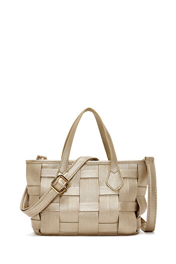 Derimod Gold Colored Long Strap Knitted Patterned Crossbody Bag - 24sbd 260029