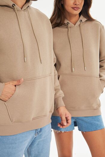 comstar Women's Oversize Kangaroo Pocket Brown Hooded Sweatshirt