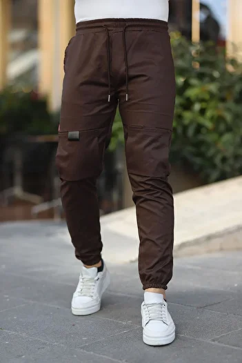 comstar Ανδρικό παντελόνι Cargo Pocket με ελαστική μέση καφέ Jogger