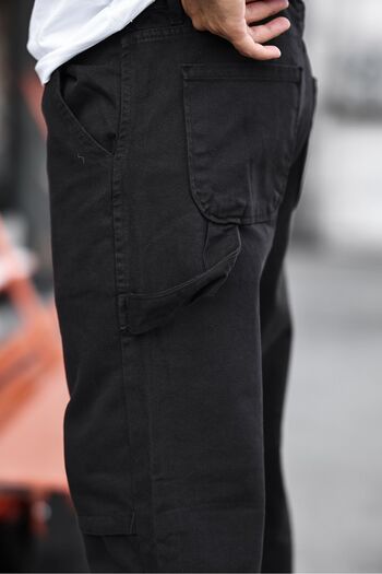 comstar Men's Wide Leg Loose Leg Basic Black Baggy Trousers