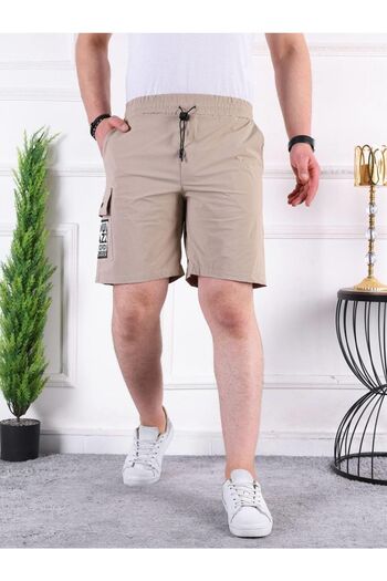comstar Men's Parachute Printed Cream Capri Shorts with Elastic Waist