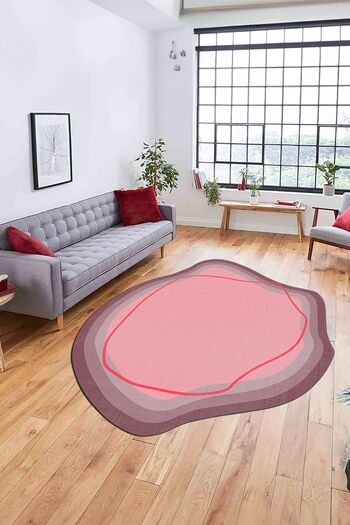 EY HOME Non-Slip Digital Printed - Laser Cut Kitchen Living Room Carpet, Washable Laser-19-Red