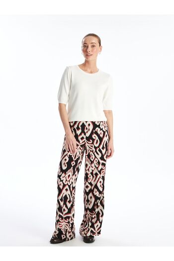 LC Waikiki Patterned Comfortable Patterned Women's Trousers with Elastic Waist
