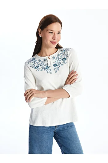 LC Waikiki Crew Neck Floral Long Sleeve Women's Blouse