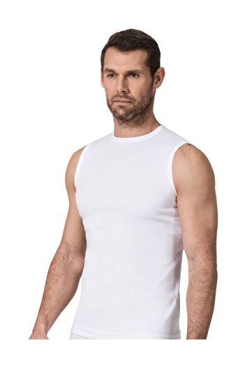 Namaldı 6 Ζεύγη Λευκό Χρώμα Namaldi Rib Crew Neck Αμάνικο Badi