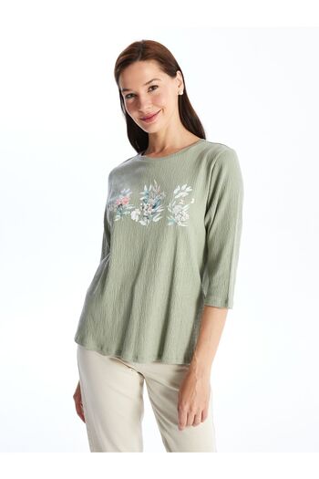 LC Waikiki Γυναικεία μπλούζα με φλοράλ στάμπα LCW Grace Crew Neck