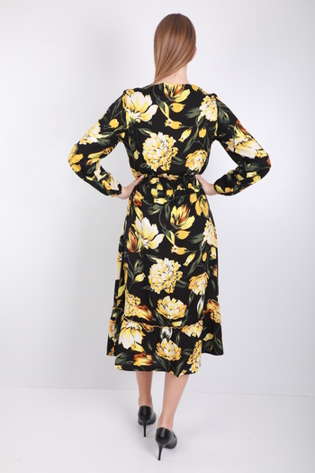 İMAJİNAL Rochie subțire pentru femei 100% viscoză cu imprimeu floral - cu nasturi și buzunare duble