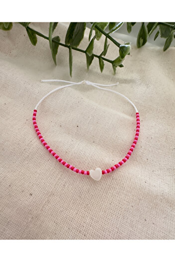 Atelier Çağla White Red Pink Heart Bracelet