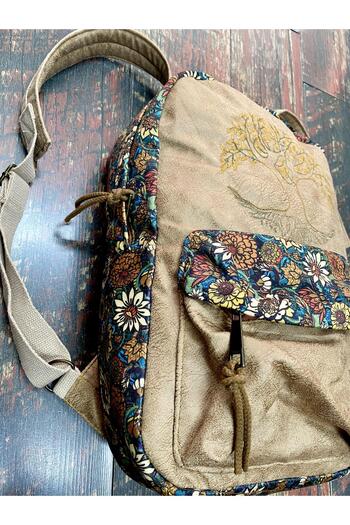 Street Bag Σακίδιο πλάτης με έθνικ σχέδιο κεντημένο Tree of Life - Αδιάβροχο καθημερινό ταξίδι