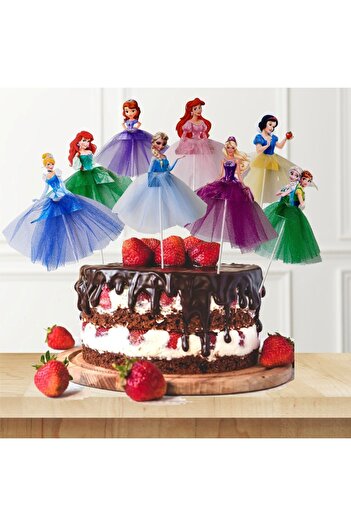 Atolye Doruk Princess Birthday Party Ornament-Princess Cake Stick-Princess Cake Toothpick-Elsa-Ariel-Sofia-Barbie