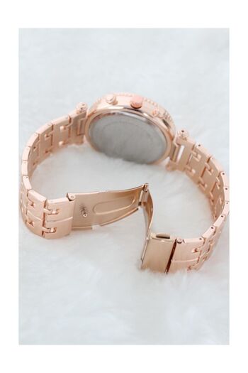 Spectrum Jewelled Case Rose Color Metal Cord Ladies Wrist Watch
