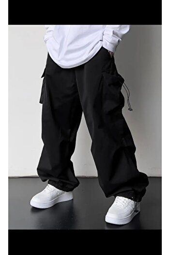 DENOKMODA Men's Black Baggy Pants - Extra Loose