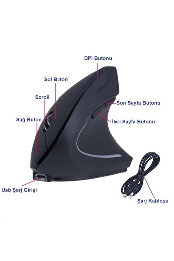matservis Oyuncu Mouse, Bilek Destekli Ergonomik Kablosuz Dikey Mouse, Vertical Gamer Mouse Fare