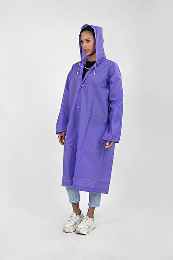 Polo55 Purple Hooded Snap-On Raincoat And Windbreaker