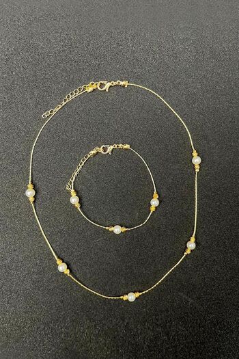 Modex Dorika Thin Chain Necklace & Bracelet Set Gift for Lover