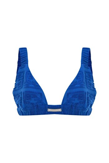 KNTLGY Blue Towel Elastic Women's Bikini Top