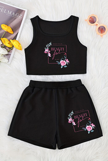MYADA New Season Printed Crop Shorts and Top Set