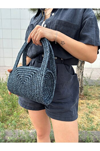 MaVaux Mini Jute Straw Portfolio - Soft Clutch Handbag, Summer Fashion