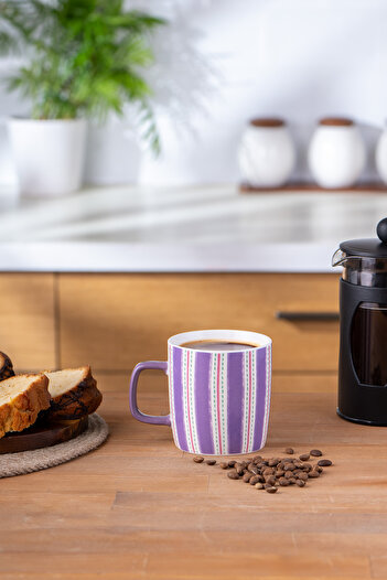 Emsan Striped New Bone Mug 350 ml Purple