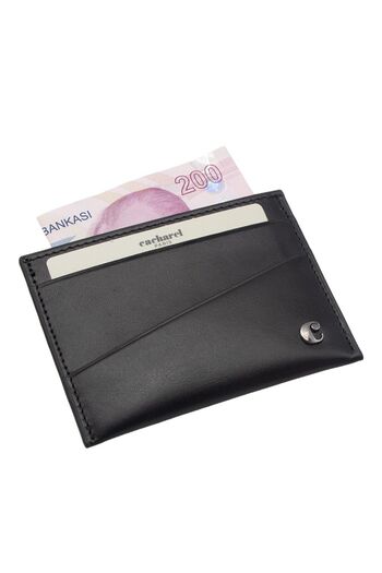 Cacharel 1983A55 Model Black Analine Leather Credit Card Holder
