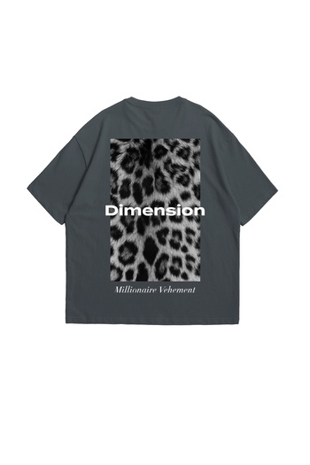Sekizbiraltı V2 - Animal Patterned Dimension Printed Unisex Anthracite Oversize T-shirt