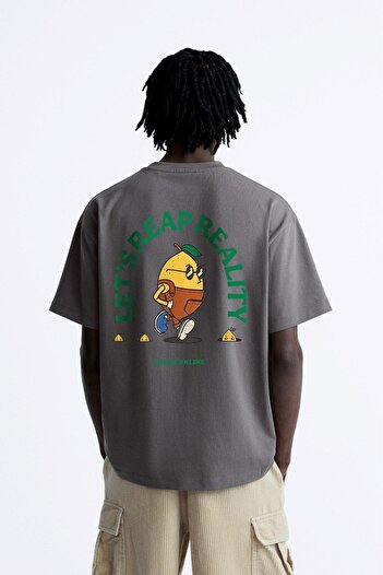 The Champ Clothing Smoked Color Petit Jardinier Printed Oversize ανδρικό μπλουζάκι - Crew Neck